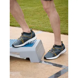 ADIDAS Men Navy Blue & Mustard Yellow Woven Design Magnificeo Running Shoes