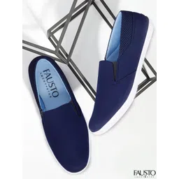 FAUSTO Men Navy Blue Slip-On Sneakers