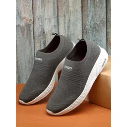 ASIAN Men Textured Round Toe Memory Foam Textile Slip-On Sneakers