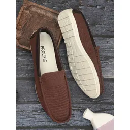Prolific Men Brown Textured Slip-On Sneakers