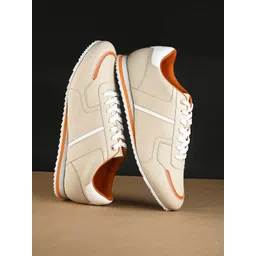 HRX by Hrithik Roshan Men Beige & White Retro Lightweight Comfort Insole Basics Sneakers