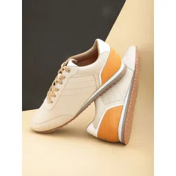 HRX by Hrithik Roshan Men Beige & Yellow Lightweight Retro Jogger Sneakers