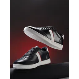 Mast & Harbour Men Black Striped Sneakers