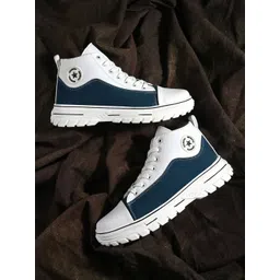 Kook N Keech White Colourblocked Mid-Top Sneakers