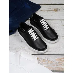 LOUIS STITCH Men's Casual Dotted Black Sneakers