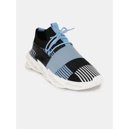 RapidBox Men Black & Blue Striped Sneakers