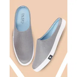 FAUSTO Men Grey Woven Design Lightweight Mule Sneakers