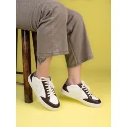 DressBerry Women Brown Round Toe Lightweight Sneakers