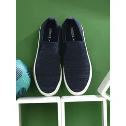 Roadster Men Woven Design Lightweight Slip-On Sneakers
