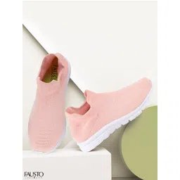 FAUSTO Women Pink Mesh Walking Shoes