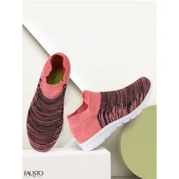 FAUSTO Women Pink Mesh Walking Shoes