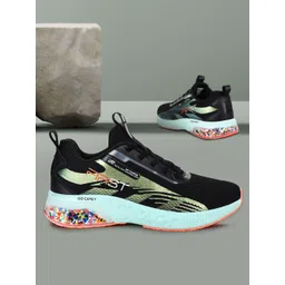 Campus Men Black Mesh Running Shoes