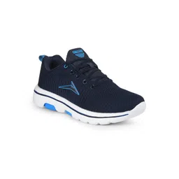 JQR Men LINE Navy Blue Lace Up Mid-Top Mesh Running Sports Shoes
