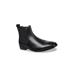 DAVINCHI Men Leather Mid-Top Chelsea Boots