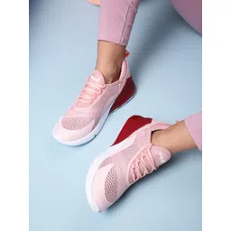 Liberty Women Peach-Coloured Mesh Running Non-Marking Shoes