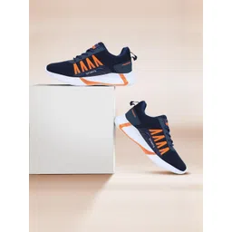 Free Kicks Men Navy Blue Mesh Marking Running Sports Shoes