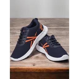 Free Kicks Men Navy Blue Mesh Marking Running Sports Shoes