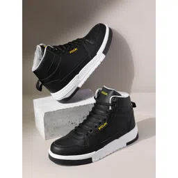 FCUK Men Perforated Round-Toe Mid-Top Sneakers