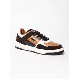 GAS Men Colourblocked Leather Sneakers with Laser Cuts