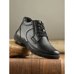 Egoss Men Leather Lace-Ups Regular Boots