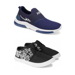 Spotwalk Men Set of 2 Pair Mesh Marking Running Shoes