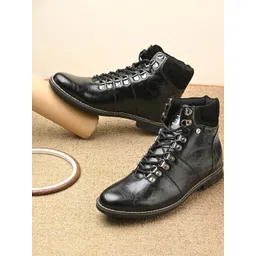 El Paso Men Black Leather Chelsea Boots