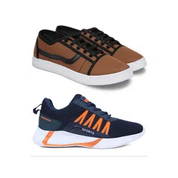 Spotwalk Men Pack Of 2 Mesh Running Shoes