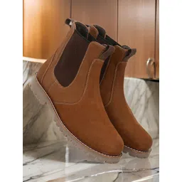 Harrytech London Men Leather Mid-Top Chelsea Boots