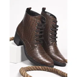 CLOG LONDON Women Textured Block-Heeled Winter Boots