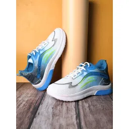 DRACKFOOT Men Mesh Blue & White Running Non-Marking Shoes