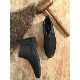 CLOG LONDON Men Genuine Leather Mid Top Chelsea Boots