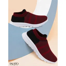 FAUSTO Women Maroon Canvas Walking Shoes
