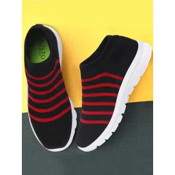 FAUSTO Men Black Mesh Walking Non-Marking Shoes