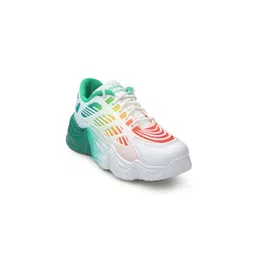 CASSIEY Women White & Green Mesh Walking Shoes