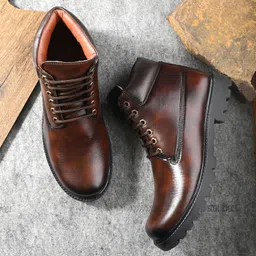 Men's Synthetic Leather Casual Oxford Lace-up Ankle Dress Boots For Men