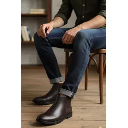 Synthetic Leather Lightweight Comfortable Trendy Walking Slip On Boots For Men