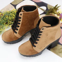 Lace Up Block Heel Comfortable Winter Boots For Girls Women Boots For Women