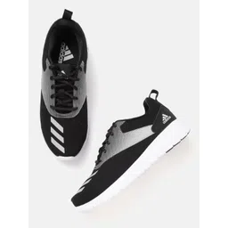 ADIDAS Men Black & Off-White Woven Design Shereton Running Shoes