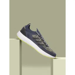 ADIDAS Men Navy Blue & Yellow Woven Design Orbitra Running Shoes