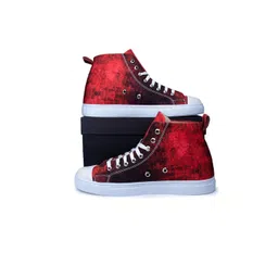 KobSook Men Printed Comfort Insole Contrast Sole Mid-Top Lace-Ups Sneakers