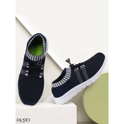 FAUSTO Women Blue Canvas Running Shoes