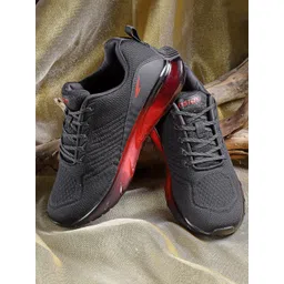 ASIAN Men Black & Red Mesh Running Non-Marking Shoes