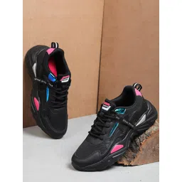 ABROS Women Black Mid-Top Mesh Running Shoes