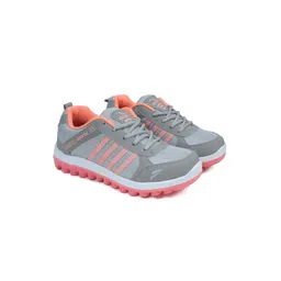 ASIAN Women Grey & Peach-Coloured Mesh Running Shoes