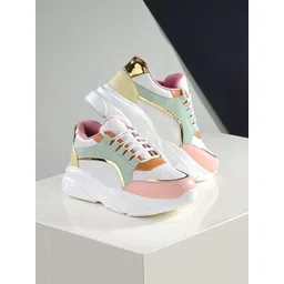 The Roadster Lifestyle Co. Women White & Pink Colourblocked Lightweight Comfort Sneakers