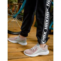 HRX by Hrithik Roshan U-17 Girls Dusty Pink & Grey Woven Design Running Shoes