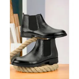 SHOZANIA Men Mid Top Leather Chelsea Boots