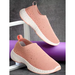 Carlton London sports Women Textured Embellished Lightweight Slip-On Sneakers