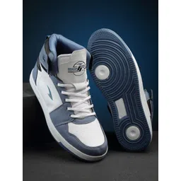 ASIAN Men Colourblocked Mid-Top Synthetic Leather Sneakers