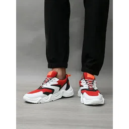 Roadster Men Red & White Colourblocked Sneakers